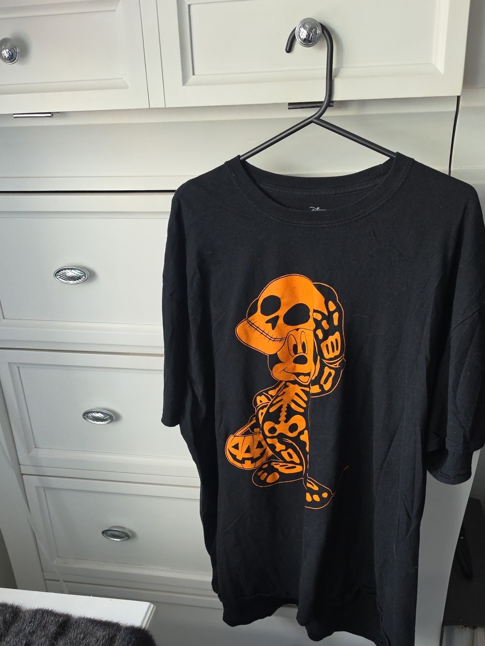 Disney Black Short-Sleeve Tee with Orange Skeleton Mickey Graphic